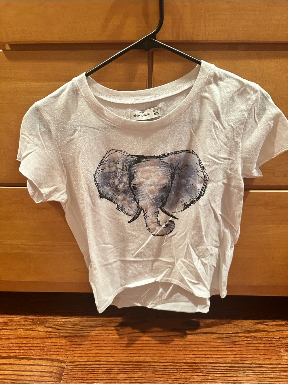 Abercrombie & Fitch White Kids Tee with Watercolor Elephant